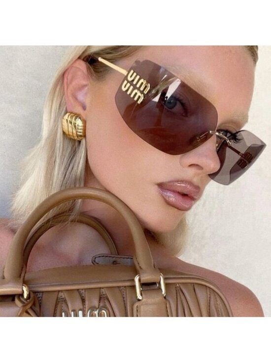 Miu Miu MU54YS 5AK06I Geometric Sunglasses - Gold/Light Purple Brown main image 4